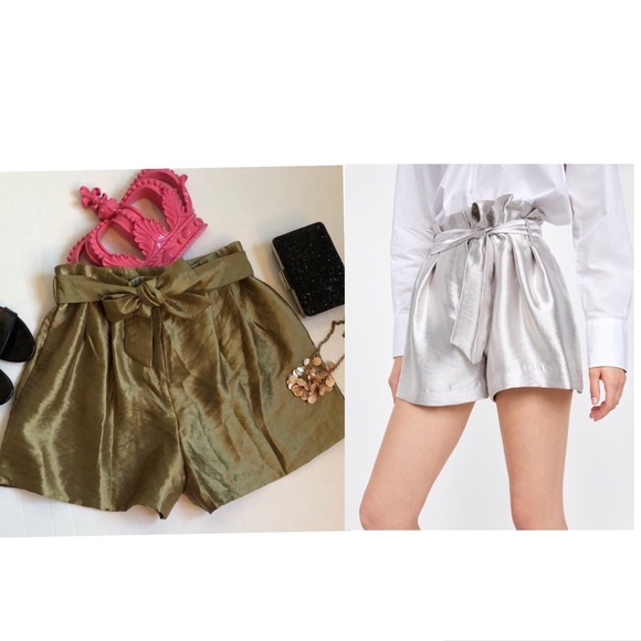Zara Pants - ZARA Metallic-effect bermuda shorts